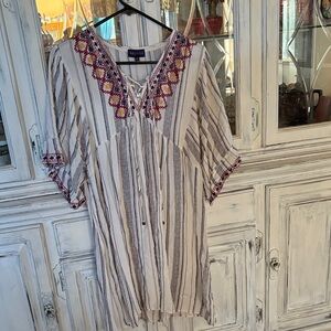 Women's Striped Embroidered mini dress